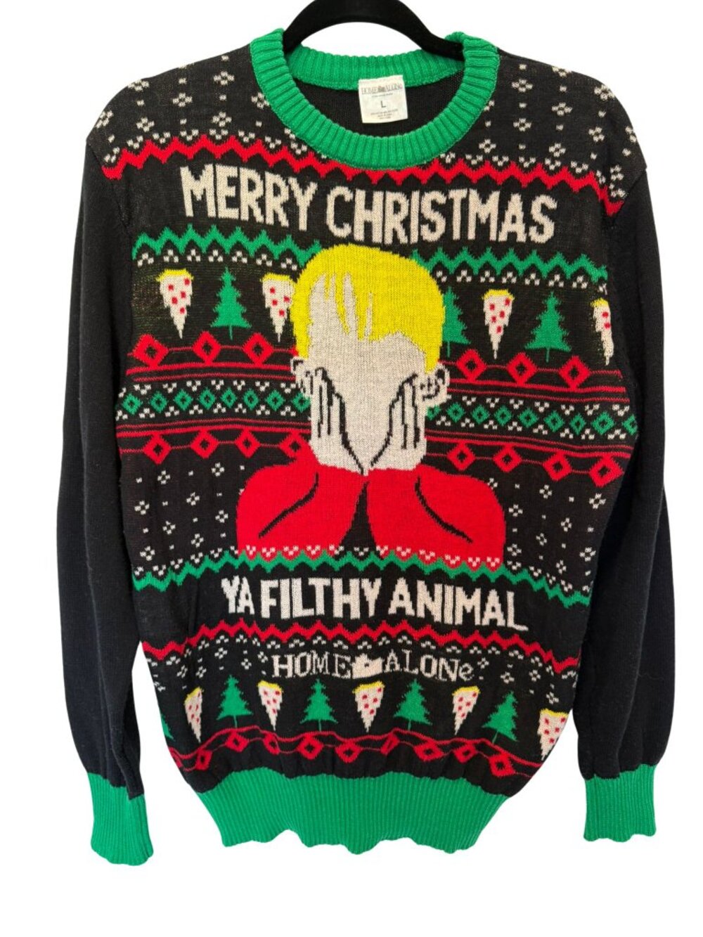 Home Alone Ya Filthy Animal Ugly Christmas Sweater Black Size L
